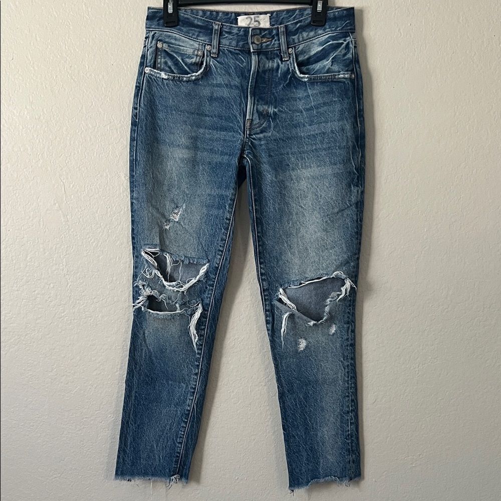 We The Free Distressed Women's Jeans with Raw Hem in Size 25
